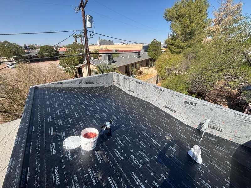 Freshly completed shingle roof